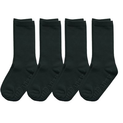 juDanzy 4 Pack of Mid-Calf Ribbed Socks with Anti-Slip Grips for School Uniform, Soccer, Sports, AFO (2-4 Years, Black)