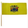 12''x18'' Wholesale Lot of 12 State of New Jersey Stick Flag wood Staff - Bright Color UV Resistant - Prime Outside Garden Cave Home Decor view 1