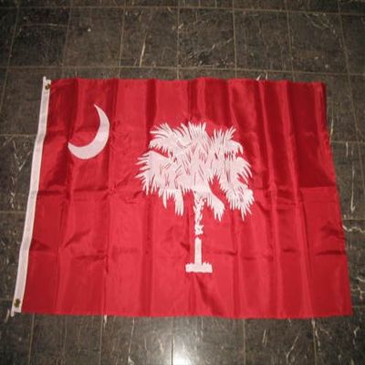 Moon 3x5 Embroidered Sewn South Carolina Big Red 300D Nylon Flag 2 Clips - Bright Color UV Resistant - Prime Outside Garden Cave Home Decor