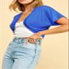 LL WSK1785 Womens Short Sleeve Cropped Bolero Shrug Open Cardigan S Royal_Brite view 3