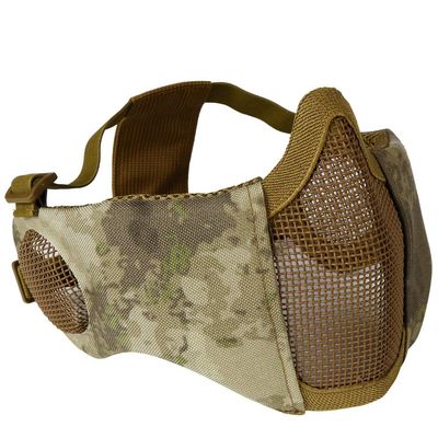 AOUTACC Airsoft Mesh Mask, Half Face Mesh Masks with Ear Protection for CS/Hunting/Paintball/Shooting (Mesh Ear, at)