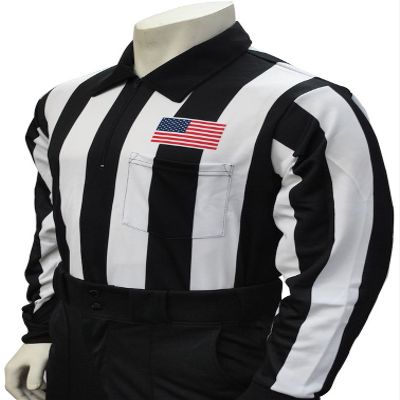 Smitty Men's Long Sleeve Football Referee Shirt with 2 1/4 inch Stripes & USA Flag (XX-Large)