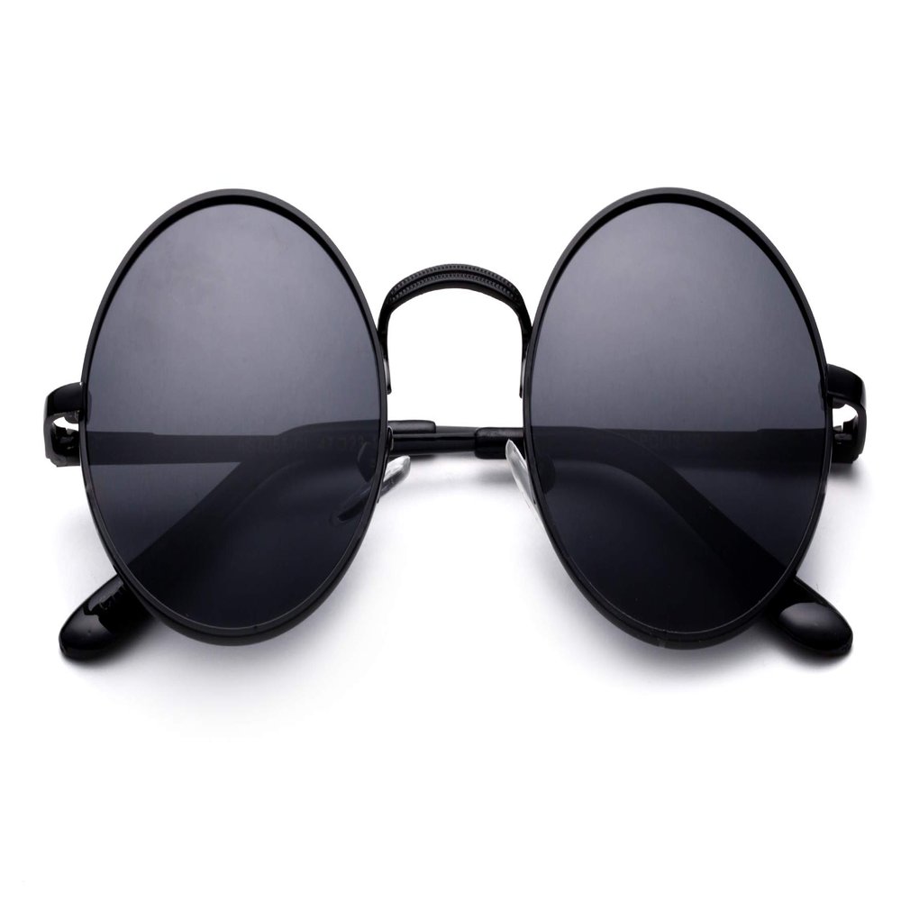 Round Glasses Hippy Vintage Retro Round Sunglasses Slim Metal Rim Frame