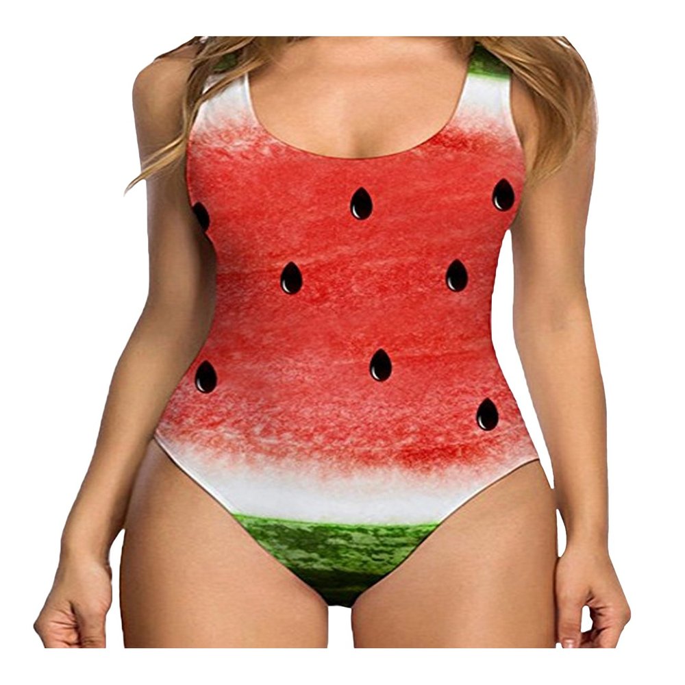 Letuwj Women's Impression 3D Slim Fit Swimsuit L Watermelon
