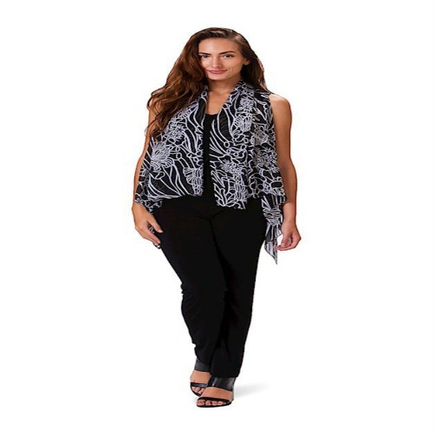 KAI Women's Chiffon Lightweight Sleeveless Tropical Stylish Beach Cover Up (XS/S, Coral Reef Black)