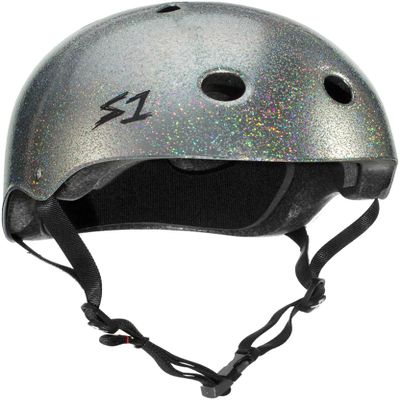 S1 Mega Lifer Helmet for Skateboarding, BMX, and Roller Skating - Extra-Large Fit for Bigger Heads - EPS Fusion Foam, CPSC & ASTM Certified - Silver Gloss Glitter Large (24")