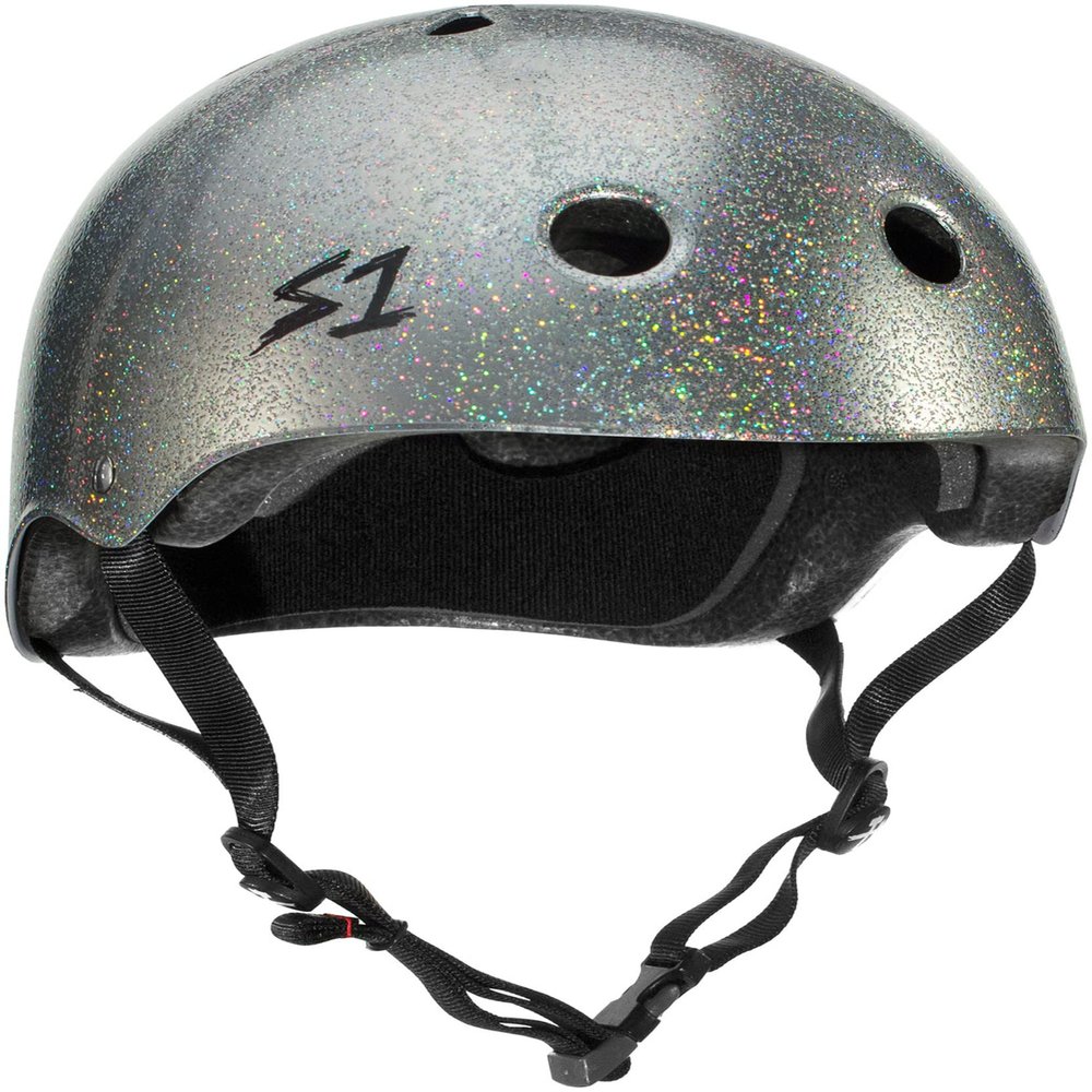 S1 Mega Lifer Helmet for Skateboarding, BMX, and Roller Skating - Extra-Large Fit for Bigger Heads - EPS Fusion Foam, CPSC & ASTM Certified - Silver Gloss Glitter Large (24")