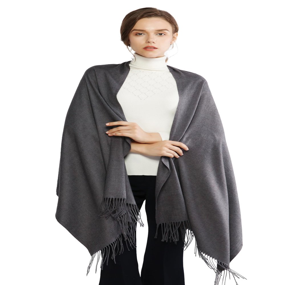 RIIQIICHY Scarfs for Women Winter Grey Pashmina Shawls and Wraps for Evening Dresses Warm Large Scarves Wedding Shawl