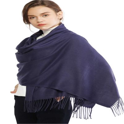 RIIQIICHY Scarfs for Women Winter Navy Pashmina Shawls and Wraps for Evening Dresses Warm Large Scarves Wedding Shawl