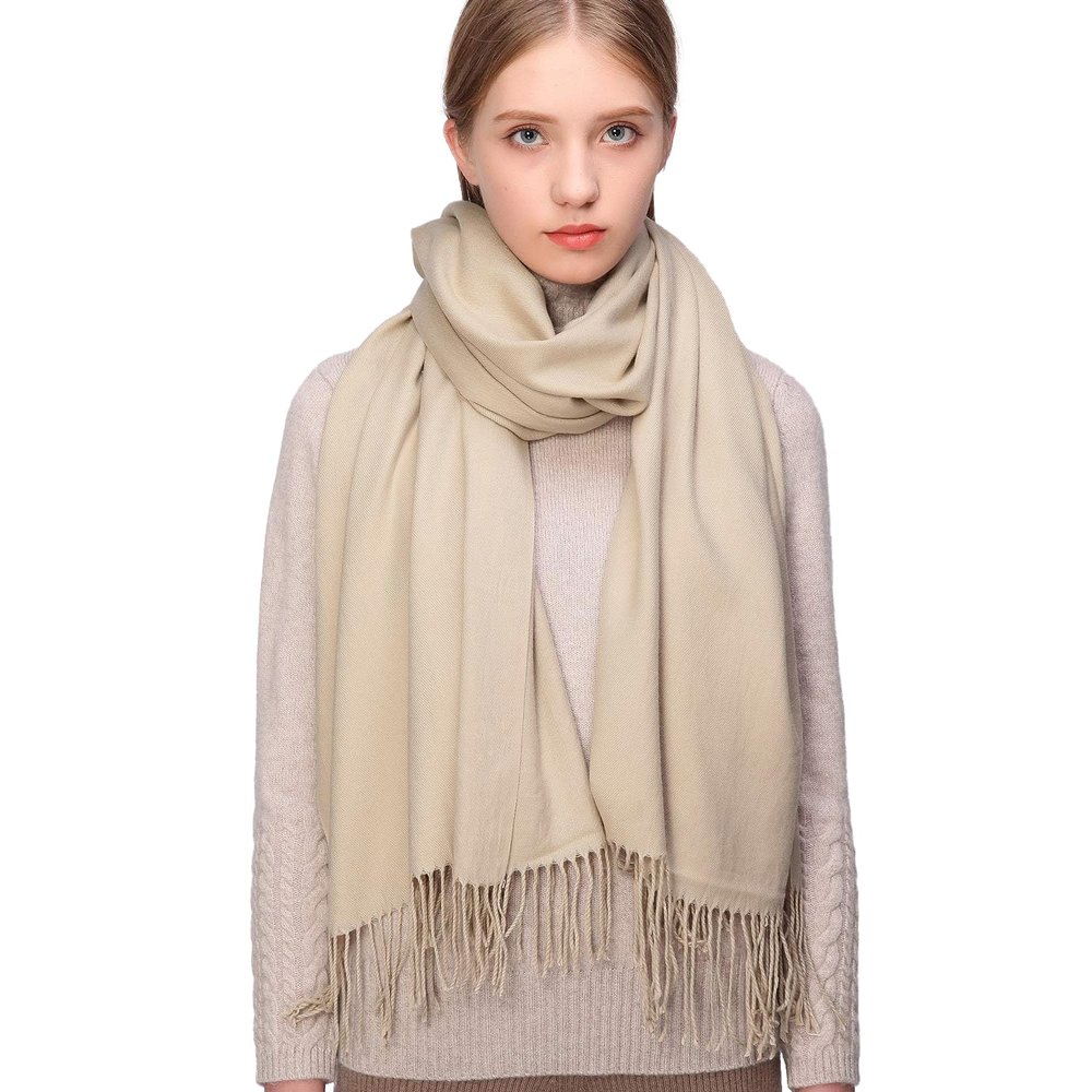 RIIQIICHY Scarfs for Women Winter Beige Pashmina Shawls and Wraps for Evening Dresses Warm Large Scarves Wedding Shawl