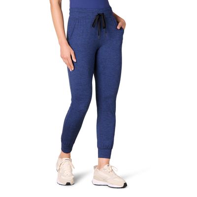 Amazon Essentials Athletic Pants for Women, Brushed Tech Stretch Lounge Joggers, Plus Size Available, Navy Space Dye, Small