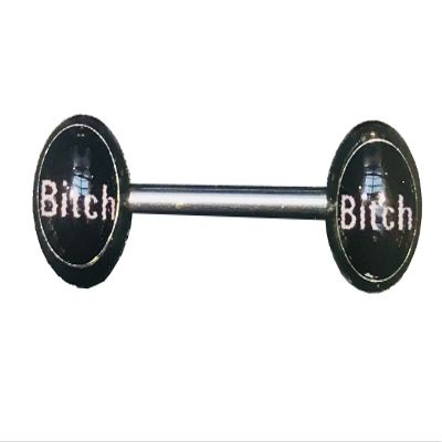 (1 Pair) Naughty Words Straight Nipple Bars Surgical Steel 14g (BITCH) (B/5/5)