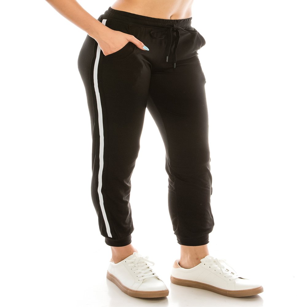 ALWAYS Women Drawstrings Jogger Sweatpants - Super Light Skinny Fit Premium Soft Stretch Pockets Track Pants Black US M (Tag L/XL)