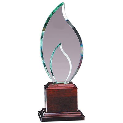 SHOP AWARDS AND GIFTS Customizable 12 Inch Glass Flame Award on Rosewood Piano Finish Base, Includes Personalization