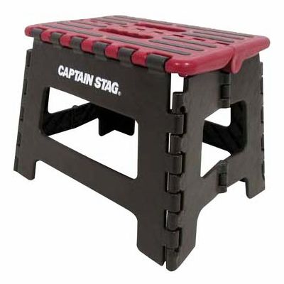 Captain Stag UW-1510 Step Stool, Chair, Foldable, Small, Red