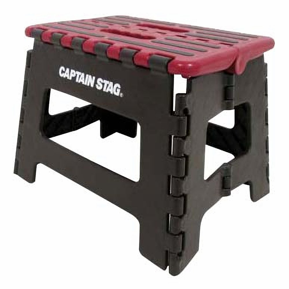 Captain Stag UW-1510 Step Stool, Chair, Foldable, Small, Red