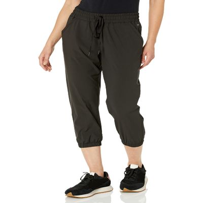 Amazon Essentials Women's Active Performance Stretch Woven 23.5" Inseam Crop Jogger Pant, Black  Original, Small