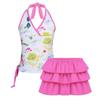 FEESHOW Big Girls Youth Tie-Dye Two Piece Tankini Swimsuit Halter Bathing Suit Tank Top with Triangle Brefs Pink Skirt Set 5 view 1