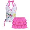 FEESHOW Big Girls Youth Tie-Dye Two Piece Tankini Swimsuit Halter Bathing Suit Tank Top with Triangle Brefs Pink Skirt Set 5 view 3