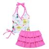 FEESHOW Big Girls Youth Tie-Dye Two Piece Tankini Swimsuit Halter Bathing Suit Tank Top with Triangle Brefs Pink Skirt Set 5 view 4