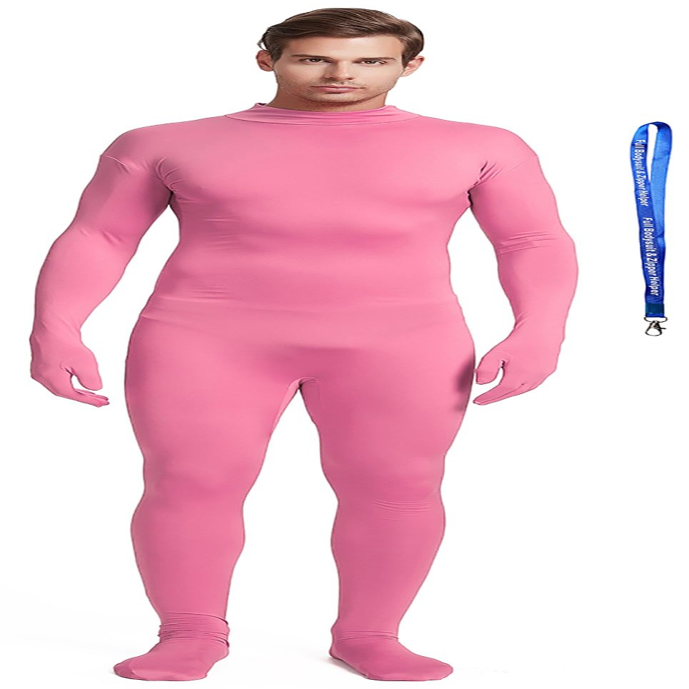 Full Bodysuit With Zipper Helper Unisex Adult Costume Without Hood Spandex Stretch Zentai Unitard Body Suit (Small, Pink)