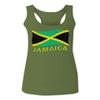 0052. Carribean Outfit Jamaica Jamaican National Country Flag Women's Tank Top Racerback (Olive, Medium) view 1