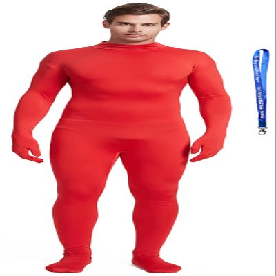 Full Bodysuit With Zipper Helper Unisex Adult Costume Without Hood Spandex Stretch Zentai Unitard Body Suit (X-Large, Red)