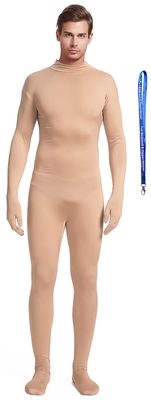 Full Bodysuit With Zipper Helper Unisex Adult Costume Without Hood Spandex Stretch Zentai Unitard Body Suit (Large, Nude)