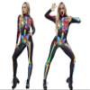 URVIP Women Halloween Skeleton Costume Stretch Skinny Catsuit Jumpsuit Bodysuit Color-BAX-014 XL view 3