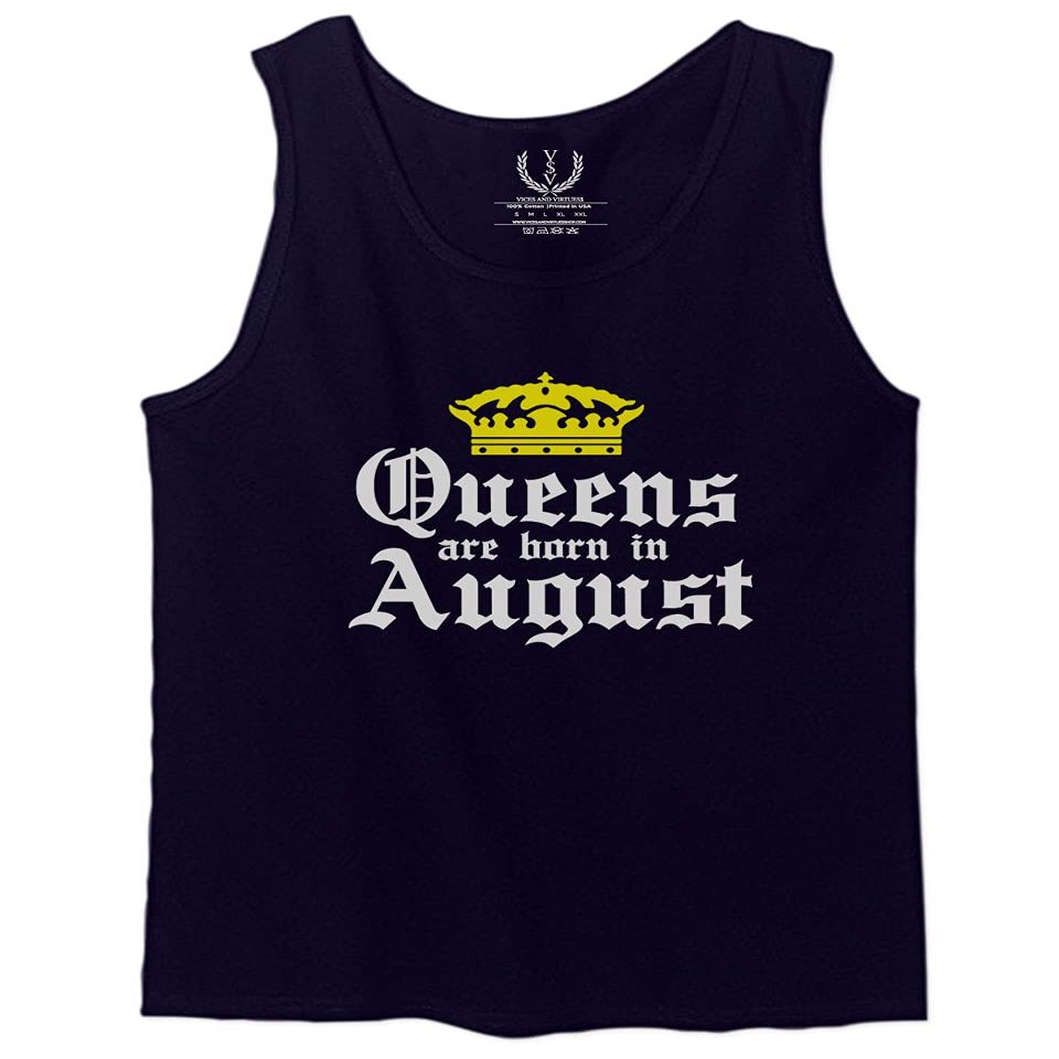0049. It's is My Birthday Gift Queens are Born in August 20th 30th 40th 50th Men's Tank Top (Navy Blue, Medium)