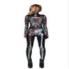 URVIP Women Halloween Skeleton Costume Stretch Skinny Catsuit Jumpsuit Bodysuit Color-BAX-008 L view 2