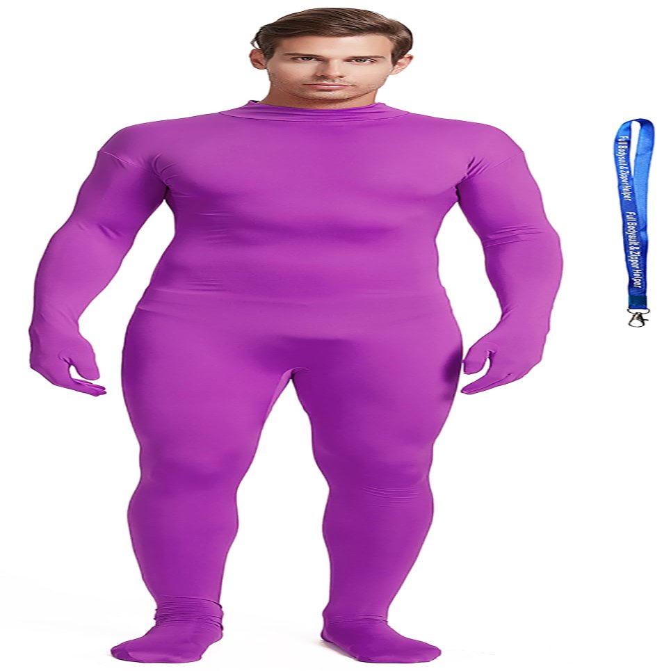 Full Bodysuit With Zipper Helper Unisex Adult Costume Without Hood Spandex Stretch Zentai Unitard Body Suit (Large, Purple)