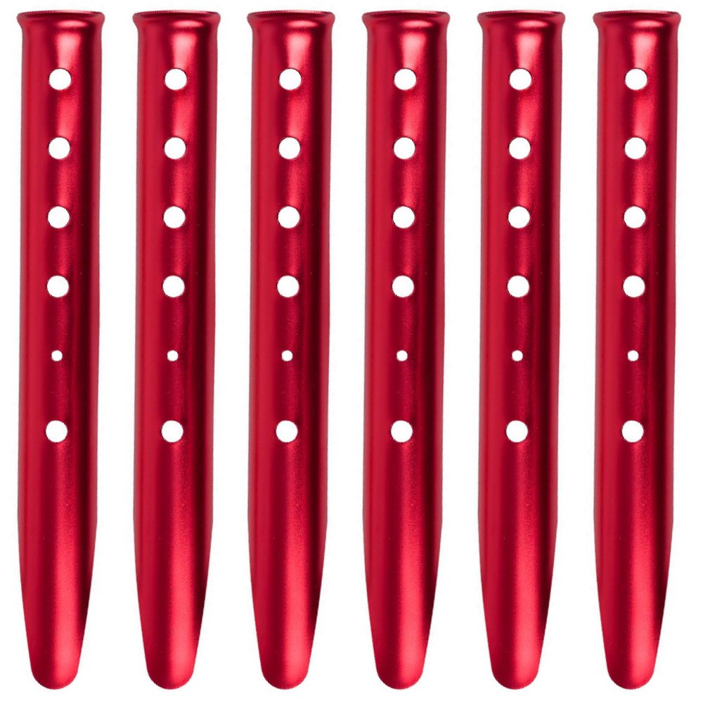 TRIWONDER Tent Stakes Pegs for Snow Sand Beach Canopy Heavy Duty Ground Anchor Stakes Tent Nail Aluminum U-Shaped Camping Hiking Backpacking 6Pcs (Red - U-Shaped - 12.2 Inches)
