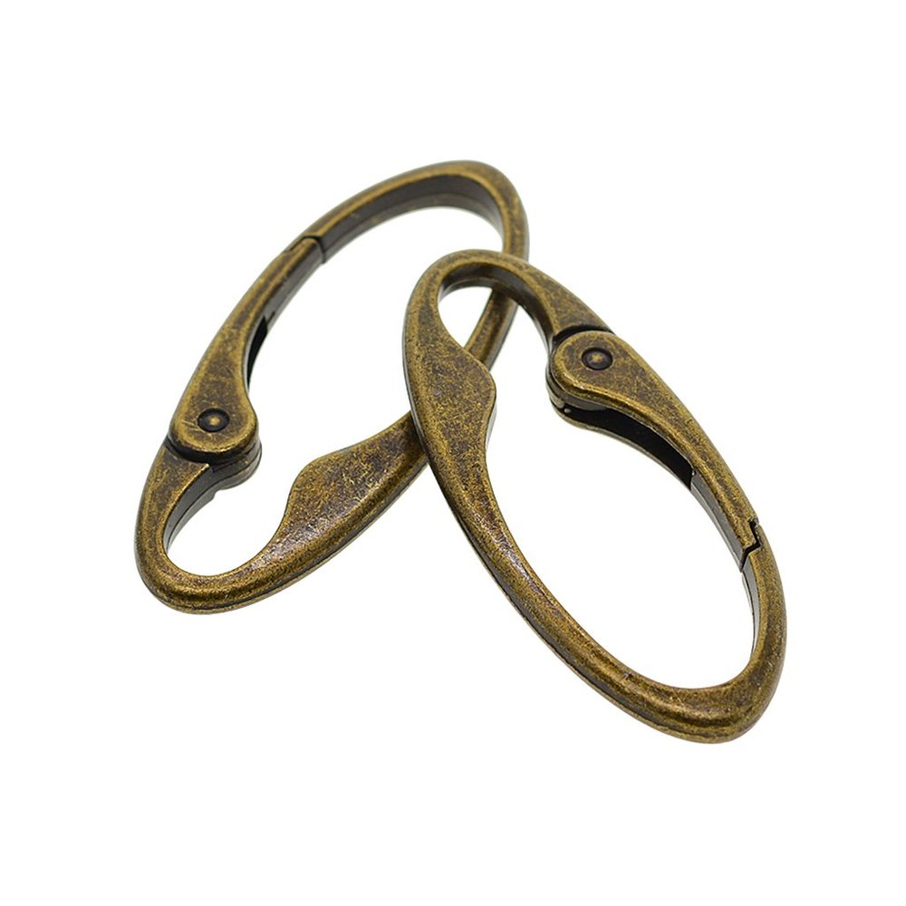 Baoblaze 2 Pieces Antique Bronze Vintage Alloy Oval Push Gate Spring Carabiner Snap Hook Backpack Pocket Hanging Key Holder Car Key Chain Key Rings for Outdoor Hiking Camping