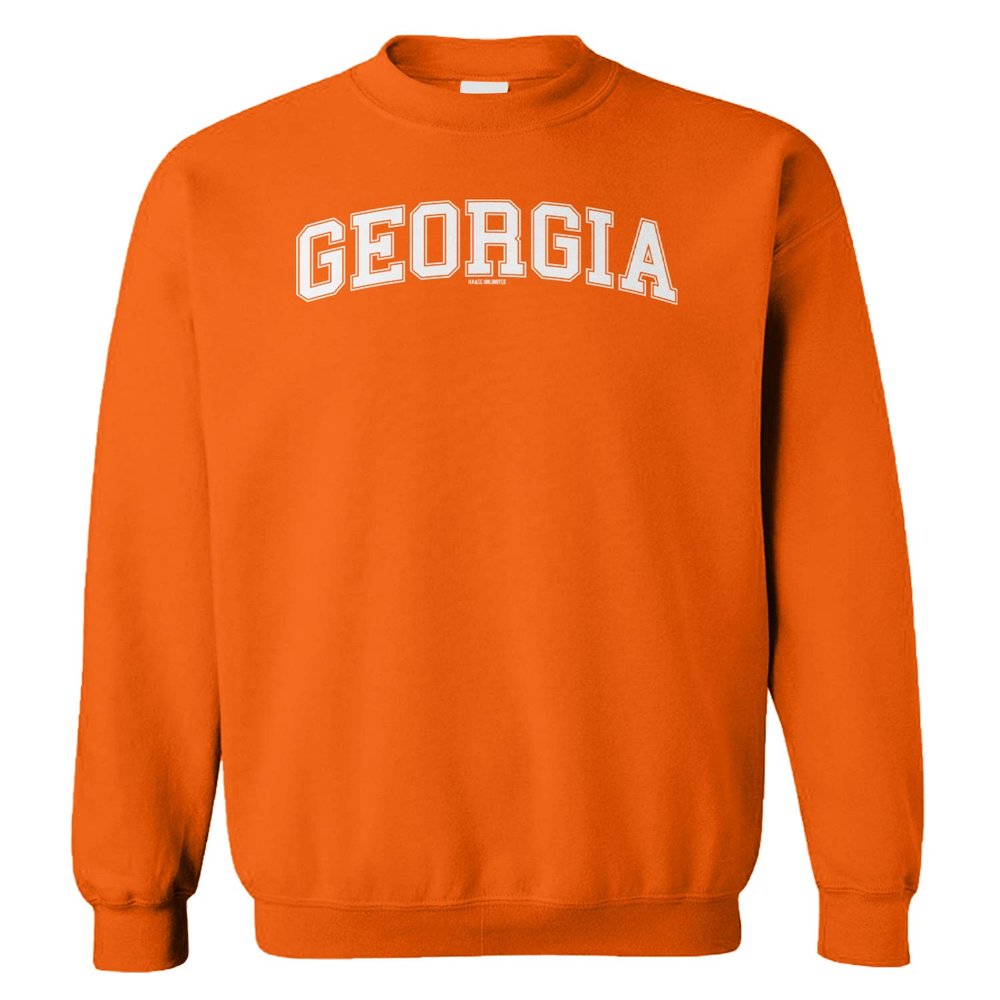 Georgia - State School University Sports Unisex Crewneck Sweatshirt (Orange, Small)