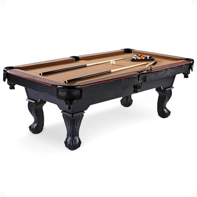 Barrington Billiards 7.5 Foot Belmont Drop Pocket Claw Leg Billiard Large Pool Table with Billiard Balls Set & 2 Cue Sticks, Triangle, Chalks & Brush