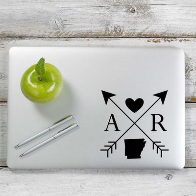 Yoonek Graphics Arkansas Love Cross Arrow State AR Decal Sticker for Car Window, Laptop and More. # 1068 (6" x 6", Black)