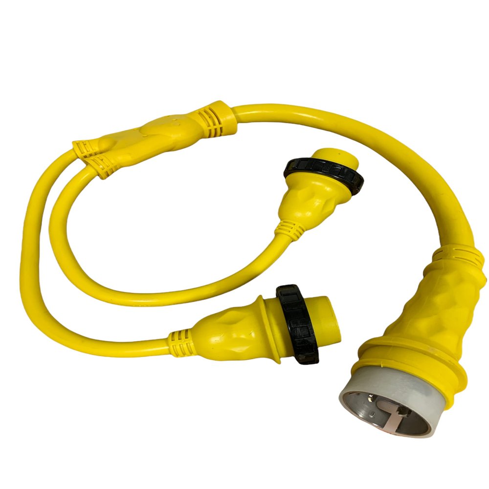 Amp Up Marine & RV Cords 125/250v 50 amp Male x (2) 30a Female Marine Y Splitter Boat Shore Power Adapter - 21523