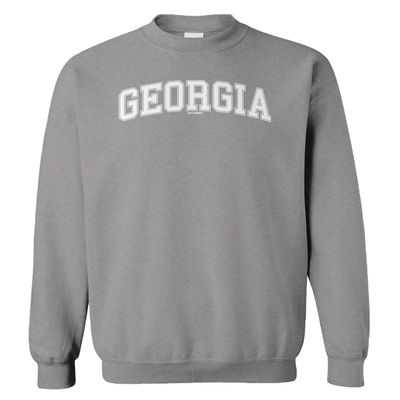 Georgia - State School University Sports Unisex Crewneck Sweatshirt (Light Gray, Large)