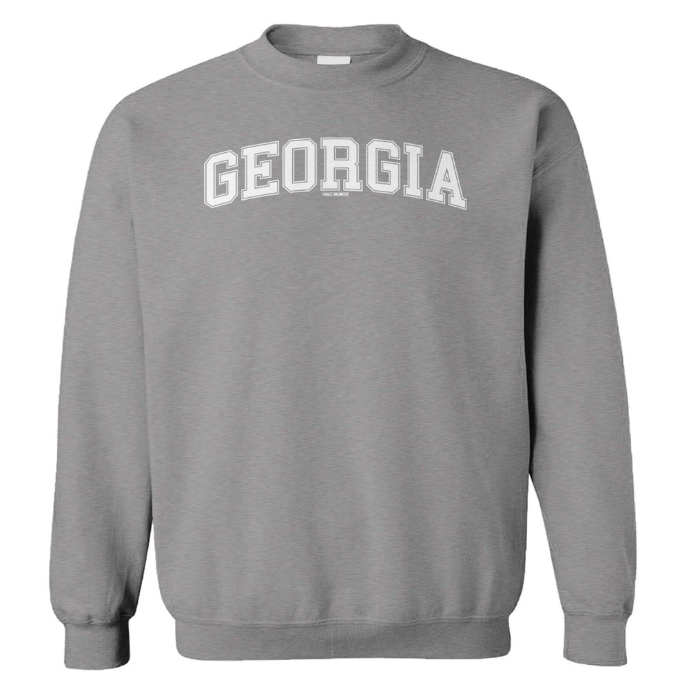 Georgia - State School University Sports Unisex Crewneck Sweatshirt (Light Gray, Large)
