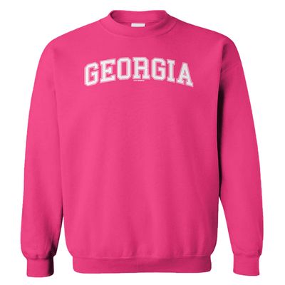 Georgia - State School University Sports Unisex Crewneck Sweatshirt (Pink, Large)