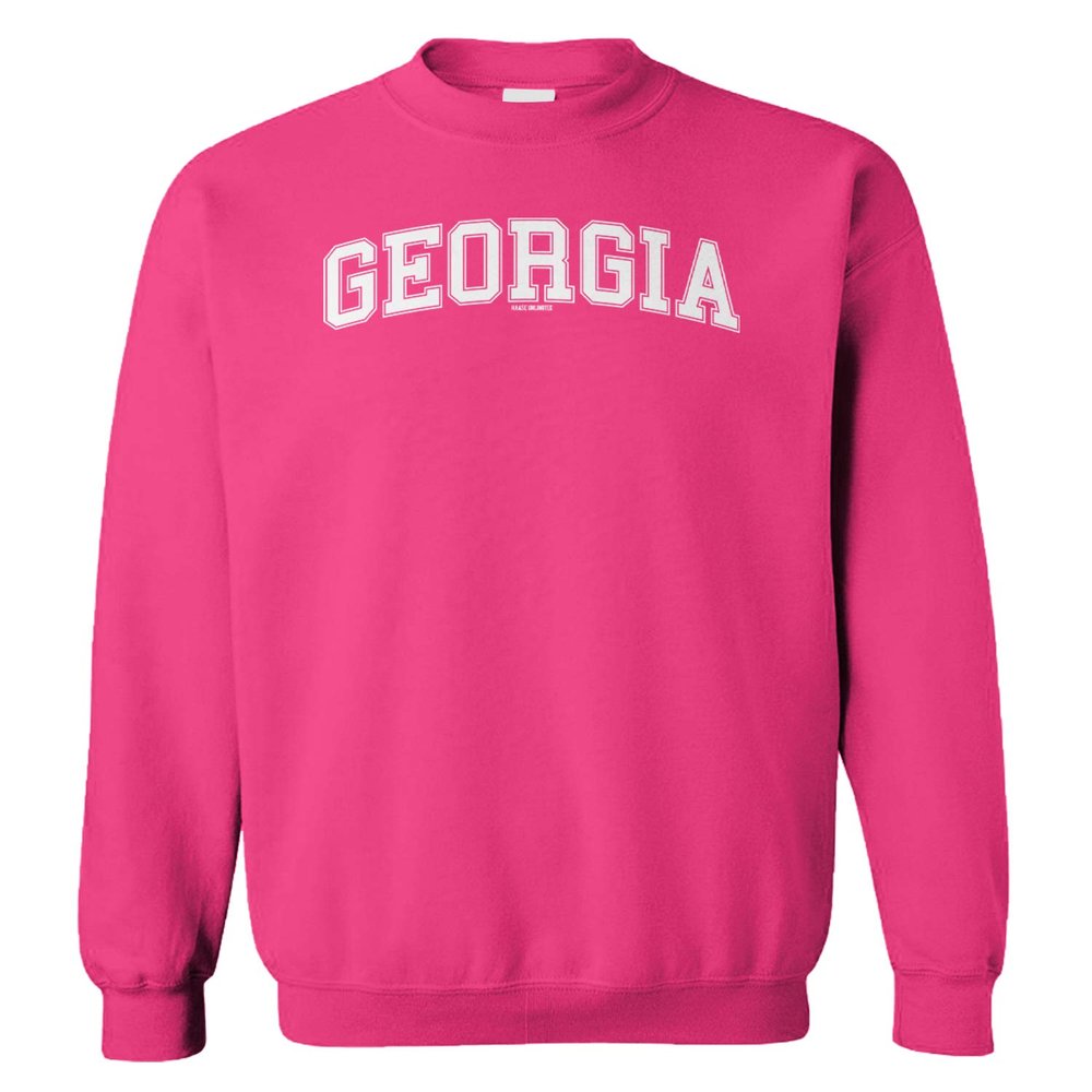 Georgia - State School University Sports Unisex Crewneck Sweatshirt (Pink, Large)