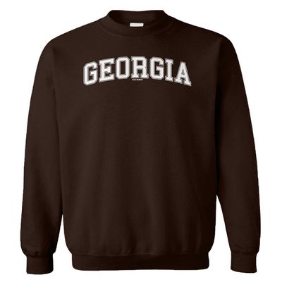 Georgia - State School University Sports Unisex Crewneck Sweatshirt (Brown, Medium)