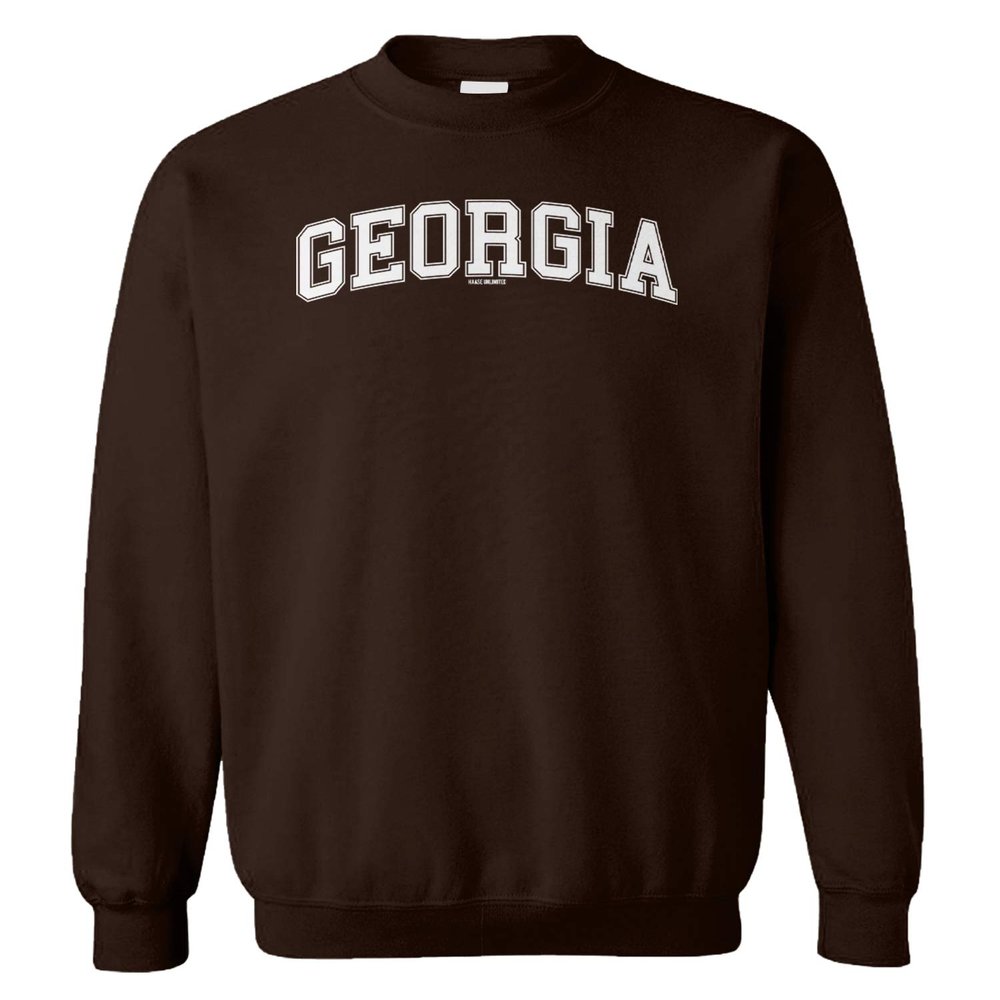 Georgia - State School University Sports Unisex Crewneck Sweatshirt (Brown, Medium)