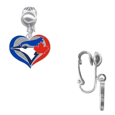 Baseball Swirl Heart Earrings CLIP-ON