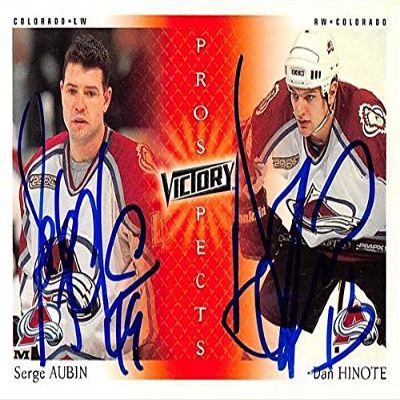 Autograph Warehouse 466181 Serge Aubin & Dan Hinote Autographed Colorado Avalanche Hockey Card 2000 Upper Deck Victory Prospects No. 261