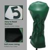 Majek Retro Golf Headcover Green White and Yellow Vintage Leather Style #5 Fairway Wood Head Cover Classic Look view 2