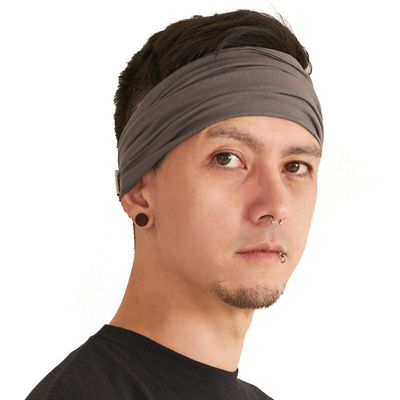CHARM Charcoal Gray Headband for Men, Japanese Style Bandana Head Bands for Women and Men, Stretch Hair Band for Sports & Daily Wear by Casualbox M
