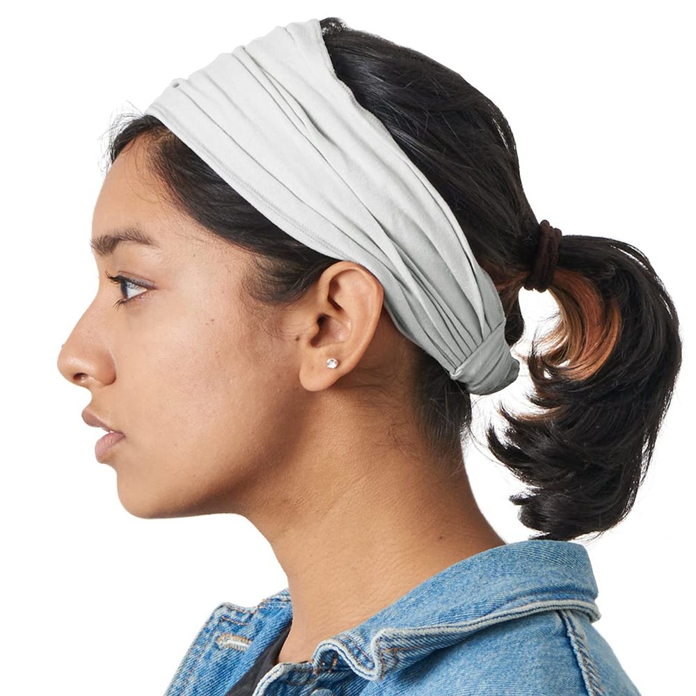 CHARM Light Gray Headband for Women, Japanese Style Bandana Head Bands for Men and Women, Stretch Hair Band for Sports & Daily Wear by Casualbox M