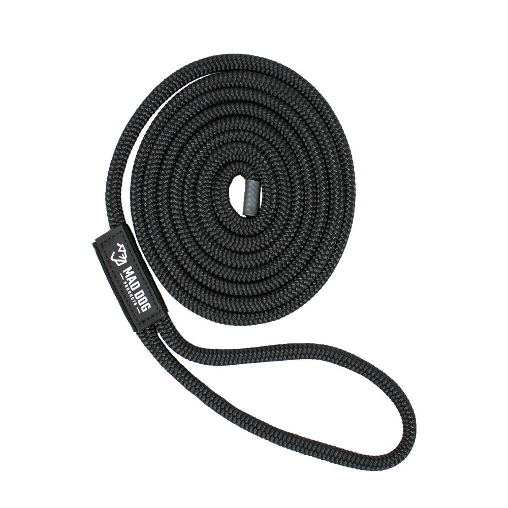 Mad Dog Products Double Braid Nylon Dock Line - Black, 3/8" x 20'